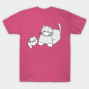 Corona Cat White Gloves Pink Back T-Shirt